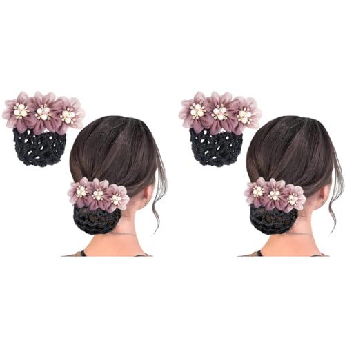 MAYCREATE® Hair Bun Accessories for Women Flower Snood Net Stylish Pearl Mesh Maker Cover Hairnet for Daily Work Dancer 2 PCS MAYCREATE® Hair Bun Accessories for Women Flower Snood Net Stylish Pearl Mesh Maker Cover Hairnet for Daily Work Dancer 2 PCS